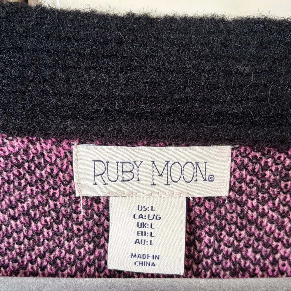 NWOT ruby moon Black Cardigan with Pink Floral Jacquard. Large. - Picture 2 of 4